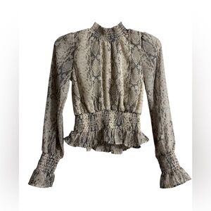 Classy Timeless Snake Print Cinched Peplum Blouse - Suze XS